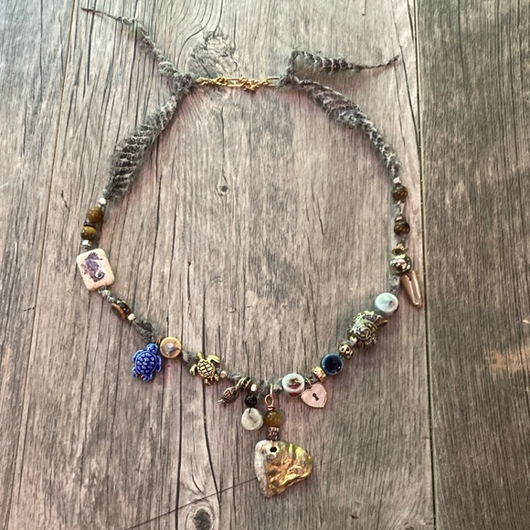 FP Movement by Free People Jewelry - FP Movement by Free People Blue and Gold Necklace with Charms